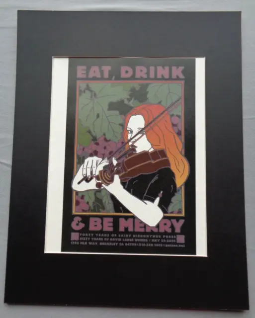 David Lance Goines Matted Art Prnt Eat Drink Be Merry Violin St Hieronymus Press