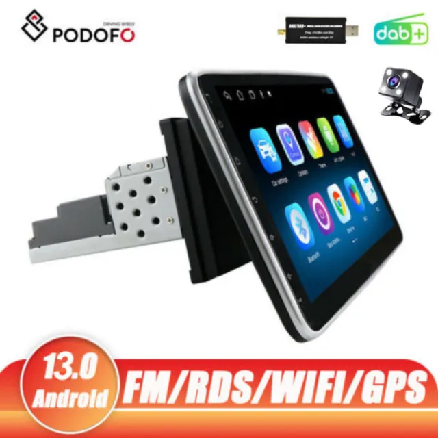 Single 1DIN Car Stereo DAB+ Radio Rotatable 10.1'' Android Touch Screen GPS Wifi