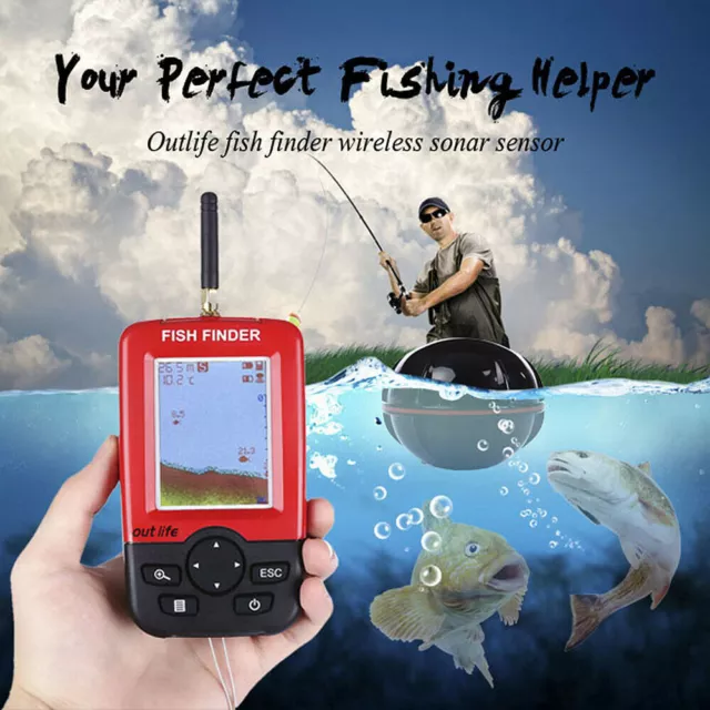 100m Wireless Smart Fish Finder Rechargeable Sonar Sensor Fishfinder Dot Matrix