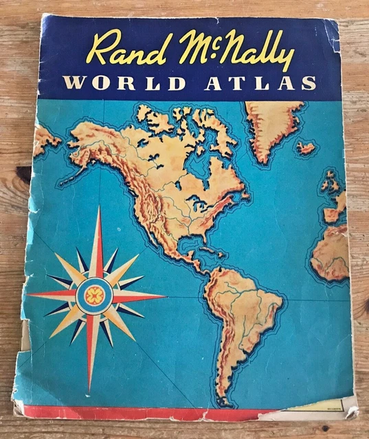 Vintage 1941 Rand McNally World Atlas book - VTG World War II era map