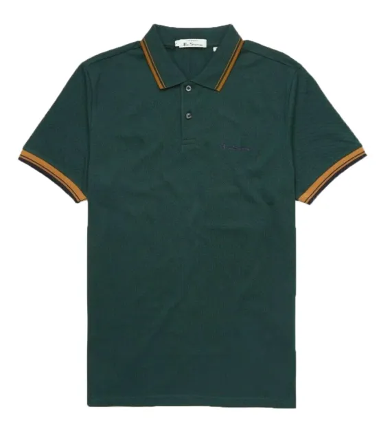 Mens Ben Sherman Signature Twin Tipped PK Polo Shirt 59310 - Dark Green