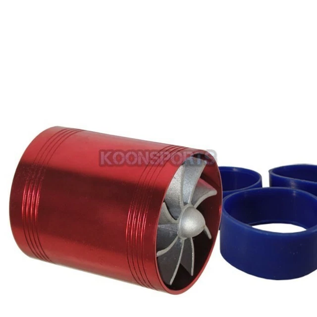 2.5" Auto Tornado Turbonator Intake Jdm Dual Fan Gas Fuel Saver Supercharger Red