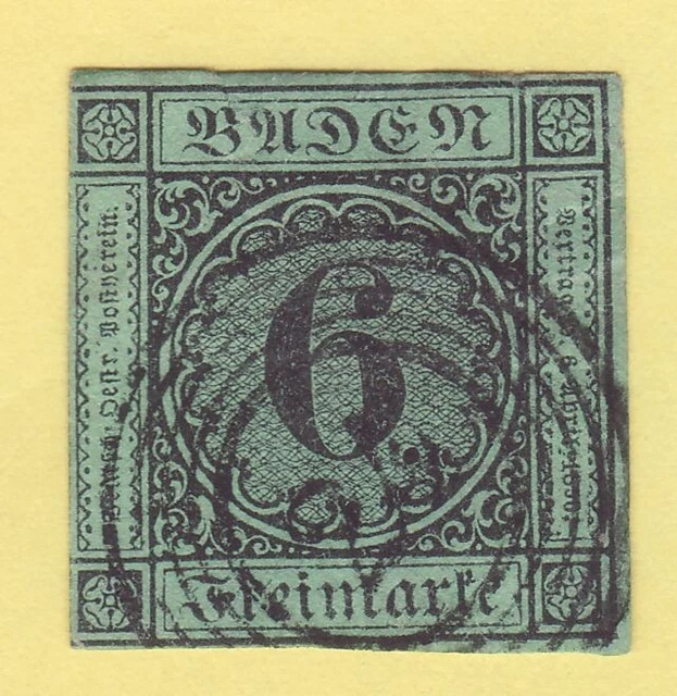 ## Altdeutschland Baden MiNr 3 , Stempel 24 CARLSRUHE , DEKORATIV ##