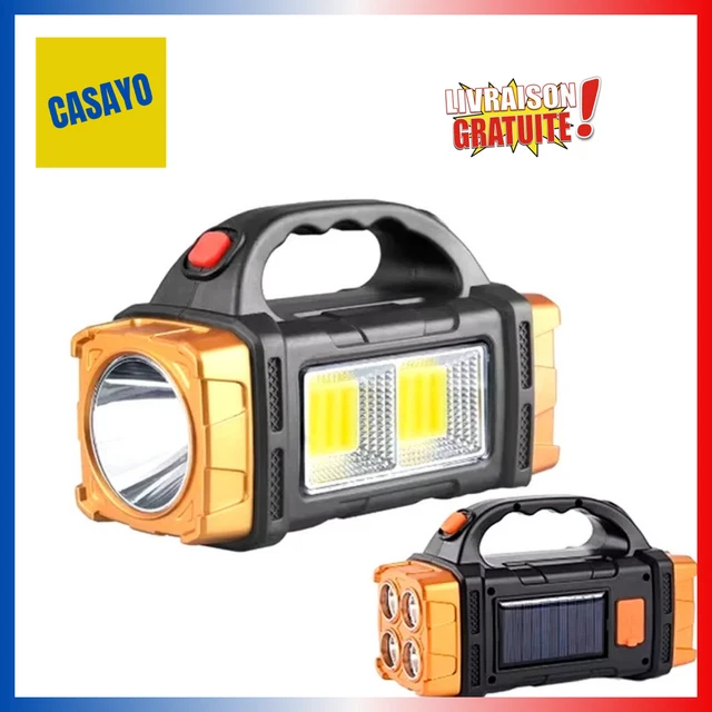 Lampe Torche LED Solaire Rechargeable 5000LM - Projecteur étanche IP66 Pour Camping Et Chantier