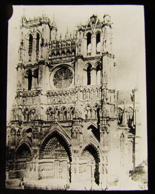 Glass Magic Lantern Slide AMIENS CATHEDRAL CIRCA WW1 WORLD WAR ONE
