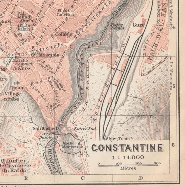 Constantine قسنطينة Qusanṭīna  Original  Map  1929 ALGERIA