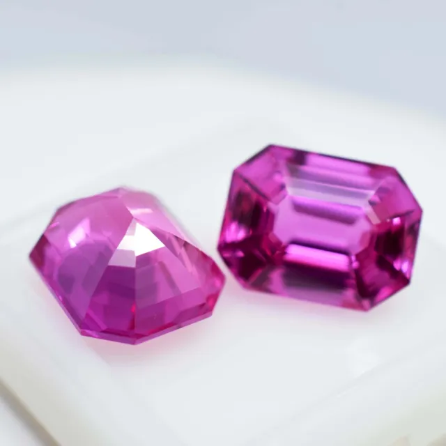 8-10 Cts Natural Ceylon Pink Sapphire Radiant Cut Certified Gemstone Pair 2
