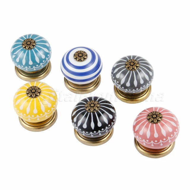 Colorful Ceramic Cabinet Knobs Drawer Furniture Hardware Door Pull Handle Round