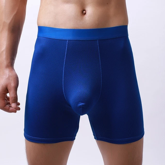 Boxer pour homme - Coupe ample - Taille XL - 8XL 9XL - Sous-vêtements à jambes longues - Anti-frottement - En soie glacée - Évacuation de l'humidité - Sous -vêtements de sport, Vert