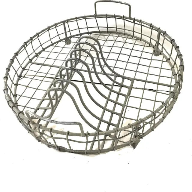 Galvanized Metal Vintage Dish Rack with Utensil Holder Kitchen Supplies, 12" Dia