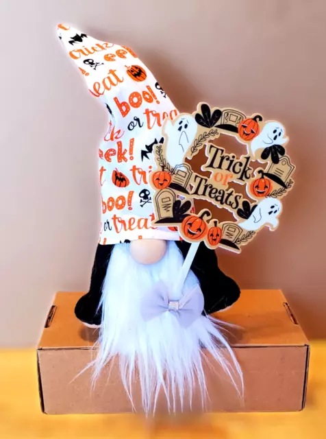 Halloween Gnome White Beard Trick Or Treat Sign