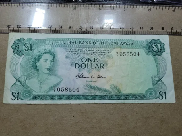 🇧🇸 Bahamas 1 dollar 1974 P-35b "Allen" U/1  VF banknote 100223-8