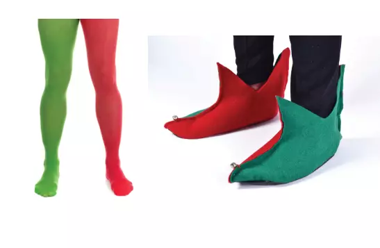 Adult Elf Tights And Boots Christmas Santa Little Helper Worker Xmas Mens Ladies