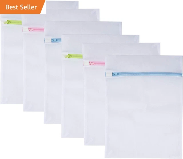 Mesh Laundry Bags 6-Pack Medium 16 X 12 Inch Laundry Wash Bag Colorful Zipper F
