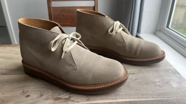 CLARKS BEIGE SUEDE Leather Desert Chukka Boots Shoes Welted Leather ...