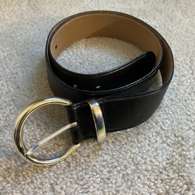 Fossil Women's Belt Size Medium Black Brass Buckle Genuine Leather