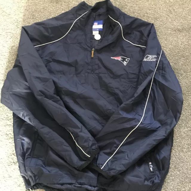 Reebok New England Patriots 1/4 Zip Blue Windbreaker Jacket Men's Used Size  L