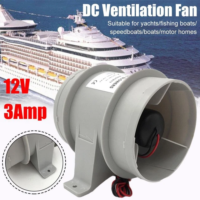 12V Marine Cabin Ventilation Blower 4 InLine Bilge Fan for Boat Cooling