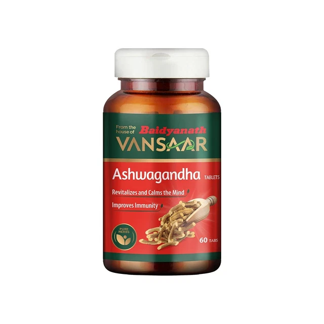 Tabletas Baidyanath Vansaar Ashwagandha ayudan a aumentar la fuerza y ​​la resistencia 60 tabletas