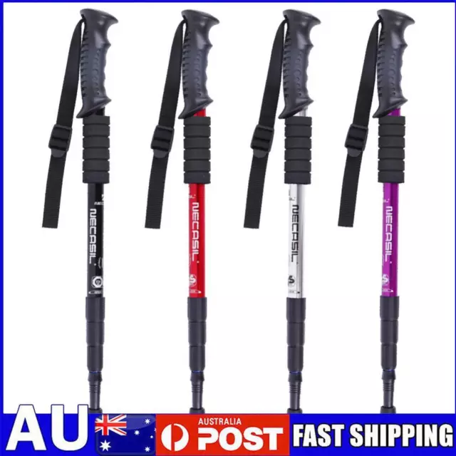 Trekking Pole 4 Sections Aluminum Telescopic Outdoor Hiking Walking Stick Crutch