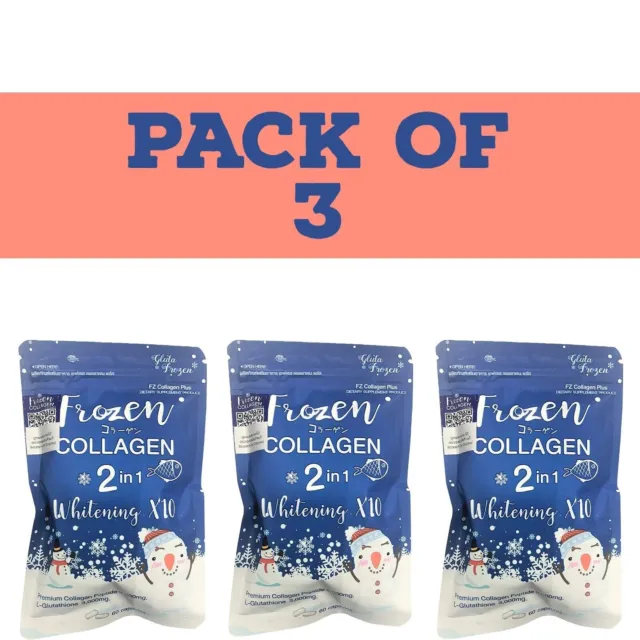 New Frozen Collagen, 2 in 1 Whitening x 10 with L-Glutathione Capsule- pack of 3