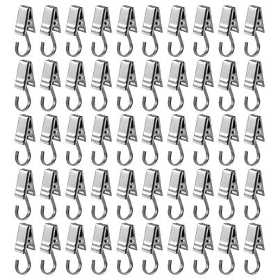 50PCS Stainless Steel Clips Hooks Rings Metal Curtain Clips for Photos, H6Q3