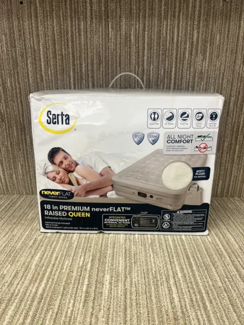 Serta Never Flat Fabric Series Queen Size Air Bed Self Inflate Deflate - New