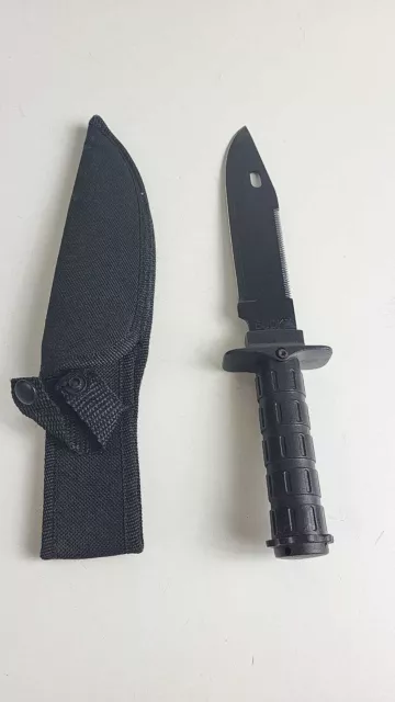 BudK Survival Knife with Sheath - Black 5.5" Bud K