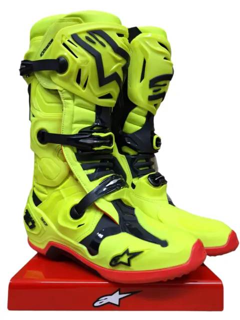 ALPINESTARS Men Motocross Leather Boots TECH 10 MX Dirt Bike Adult Yellow Hi Vis