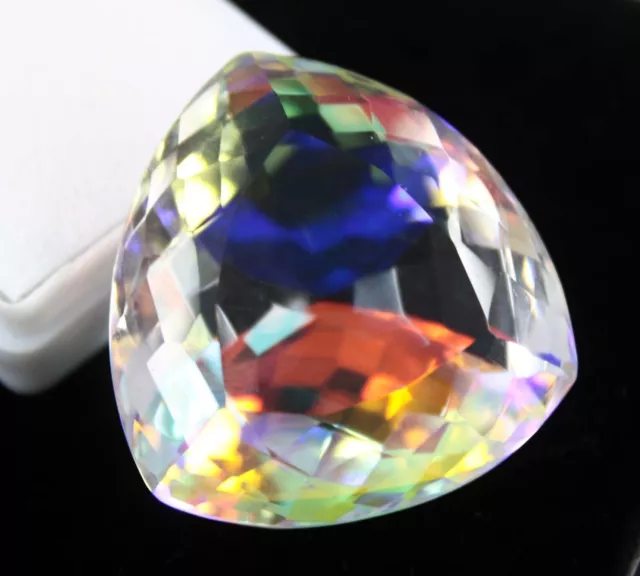 A++ Rainbow Mystic 88 Ct Topaz Trillion Forme CERTIFIÉE Pierre précieuse en... 2