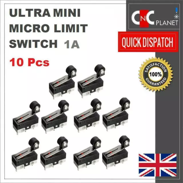 Mini Micro Limit Switch Ultra Small 1A Roller lever Arm type PACK OF 10 UK FAST