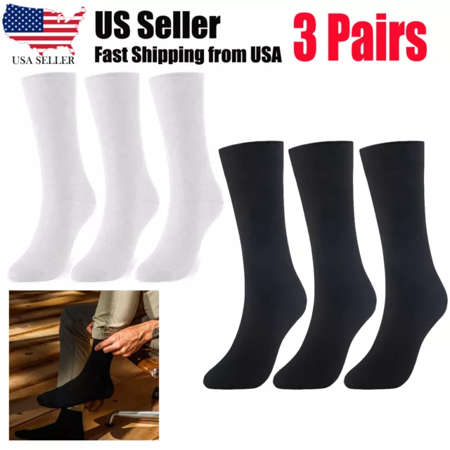 Dress Socks Mens (3 Pairs) Socks Classic Business Casual Solid FAST SHIPPING!