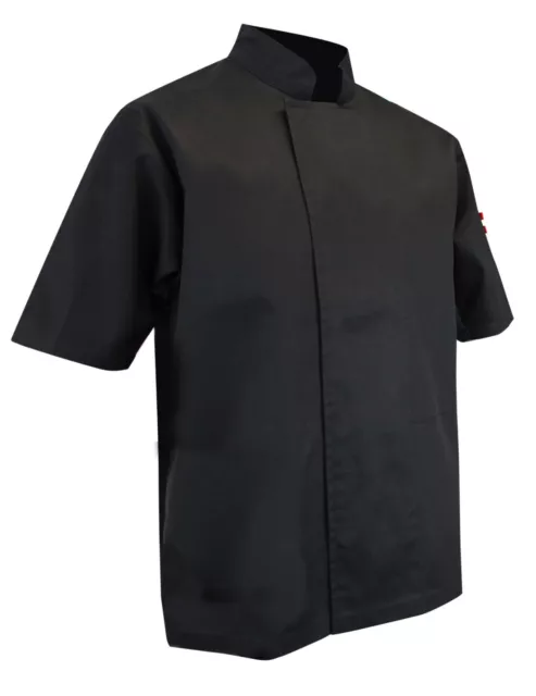 Veste de cuisinier manches courtes de CUISTOT noire taille XS S M L XL XXL XXXL