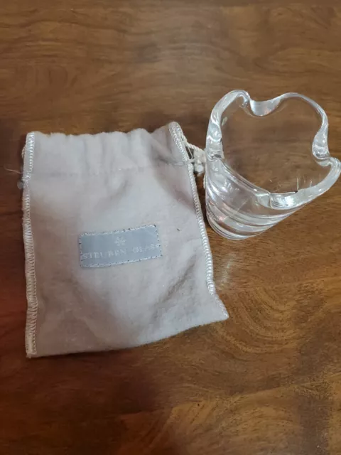 Steuben Glass Crystal Cigarette Urn 8105 with Protecting Pouch 3" Tall 2.5" Wide