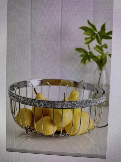 Brand  Silver Chrome Harper Gem Fruit Bowl Luxe Platter Display Bowl Tableware