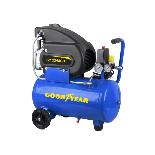 Compresseur d'air 24L 8 bar Silencieux 2CV 1.5KW 115 PSI Débit 210 L/min GOODYEA