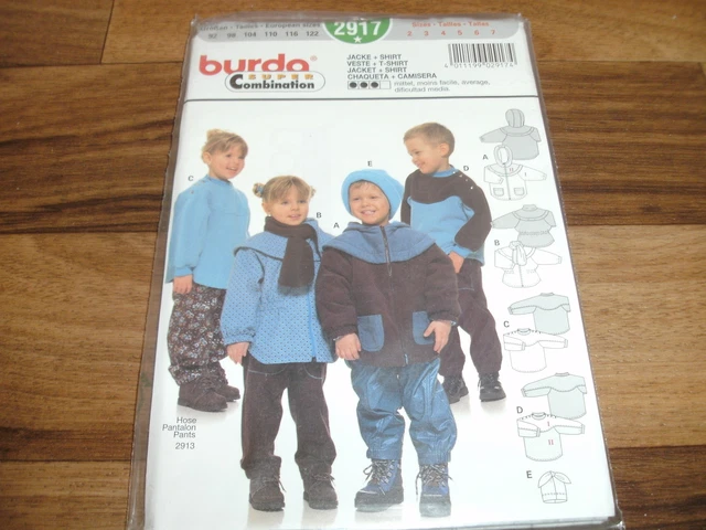 BURDA SCHNITTMUSTER 2917 4x JACKE+SHIRT+ 1x MÜTZE 92-122 EUR 11,99 ...