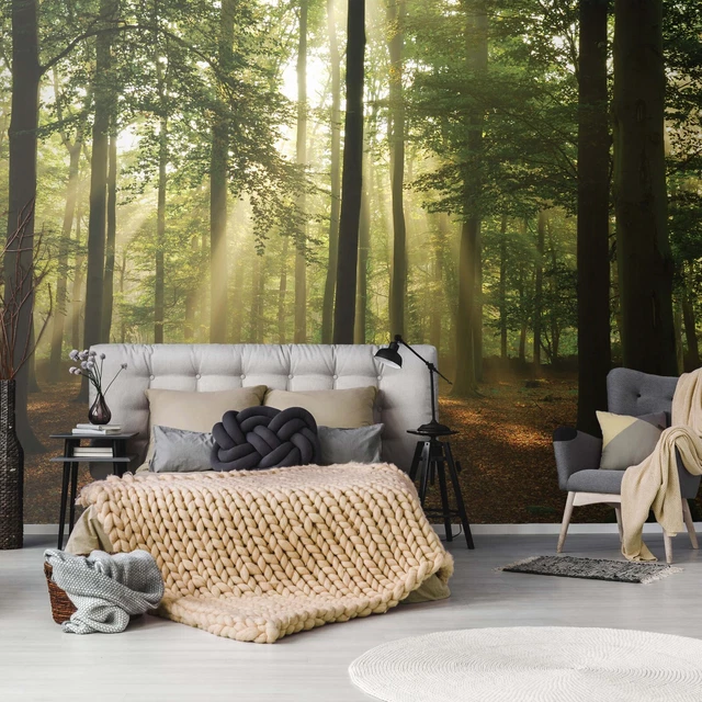 FOREST WALLPAPER GREEN nature scenery bedroom wall mural giant size