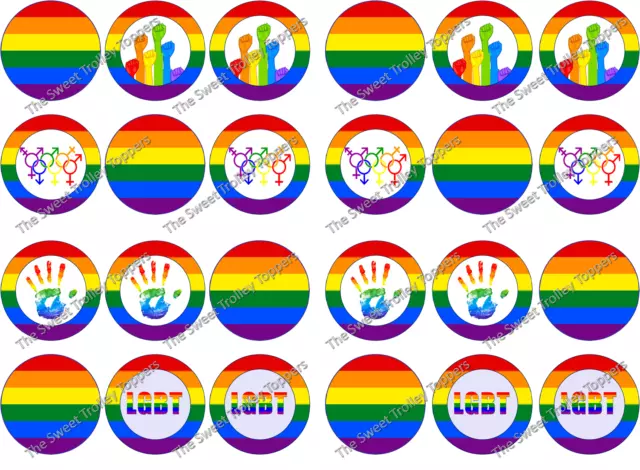 LGBT Gay Pride Rainbow Flag Edible Rice Wafer Paper Cupcake Cake Toppers