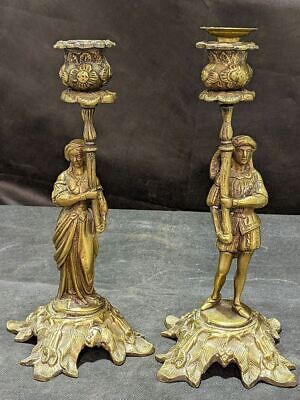 Pair of Figural Brass Candle Holders