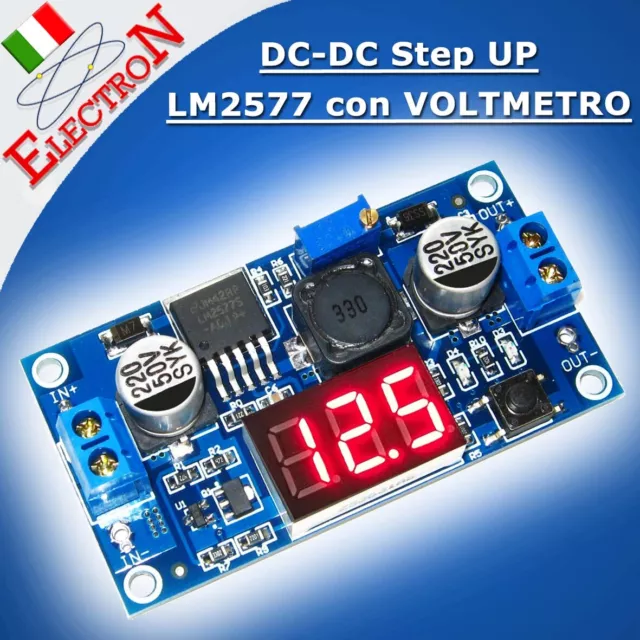 Convertitore DC-DC Step UP 4V-35V 2,5A LM2577 + display alimentatore regolabile