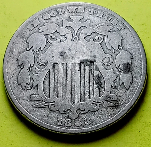 1883 SHIELD NICKEL 5c ~ Obsolete U.S. Type Coin ⭕