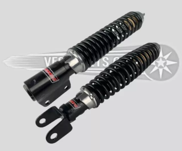 CARBONE Vespa Front & Rear Black Adjustable Shock Absorber Set Px T5 LML