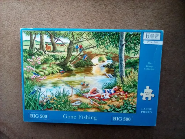 HOP BIG 500 piece jigsaw puzzle gone fishing large pieces £3.00 - PicClick  UK