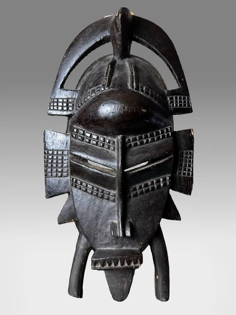 African Wood Carved Senufo Style Mask 15” x 7.5” Wide