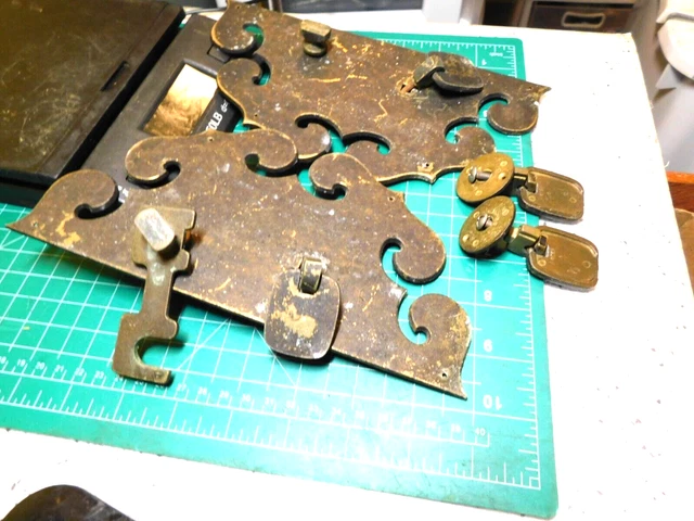 Brass Door Plates & Handles #A3937-A9438 w/Extra Handles Architectural Salvage