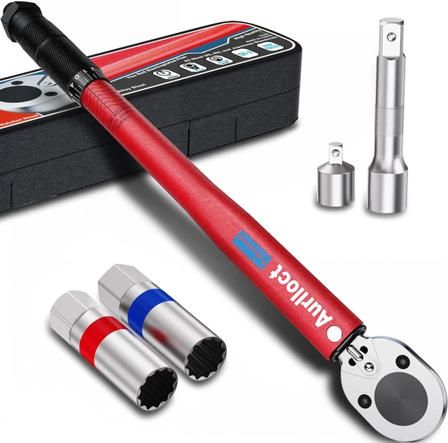AURLLOCT 3/8 INCH Drive Click Torque Wrench 5-70 Nm 5 Piece Red £52.01 ...