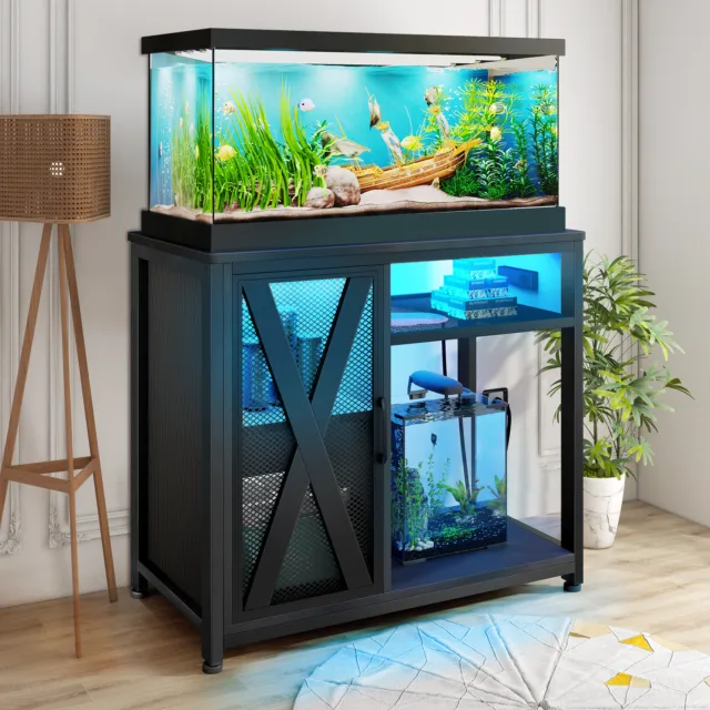 40-50 Gallon Metal Aquarium Stand Fish Tank Stand Storage Cabinet w/Power Outlet