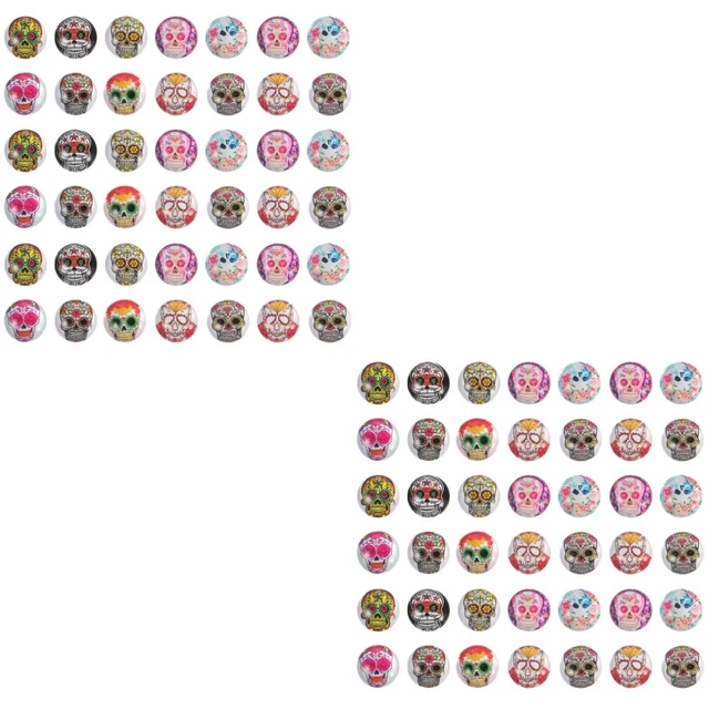 200 Pcs Round Cabochons Dome Tiles Skull Glass Half Round Flatback
