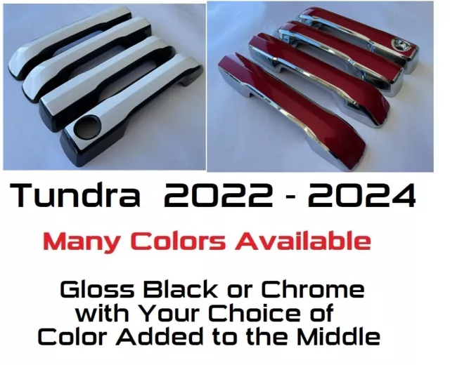 Custom Black OR Chrome Door Handle Overlays 2022-2024 Toyota Tundra YOU PICK CLR